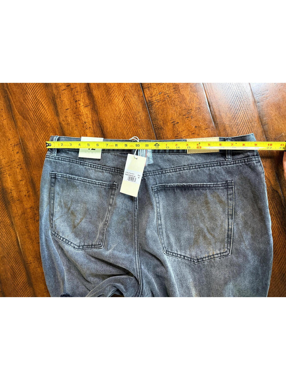 MNML Men's Ultra Baggy Thrashed Denim Jeans - Black Size 42 - Picture 6 of 6